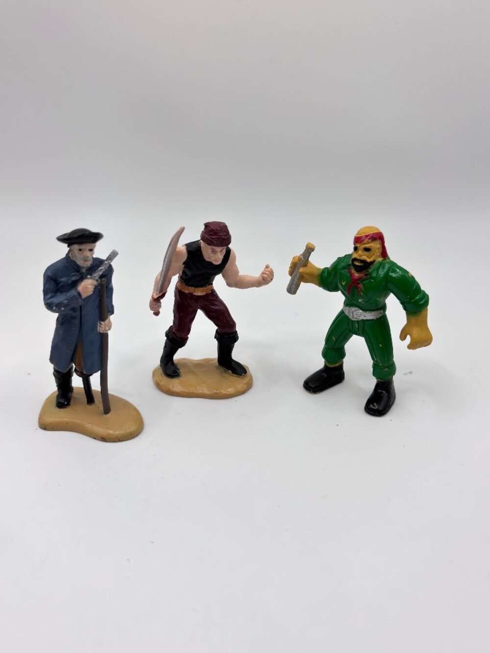 Assorted Lot of 3 Miniature Plastic Pirate Play Figures 2 -2.5"  Cake Toppers